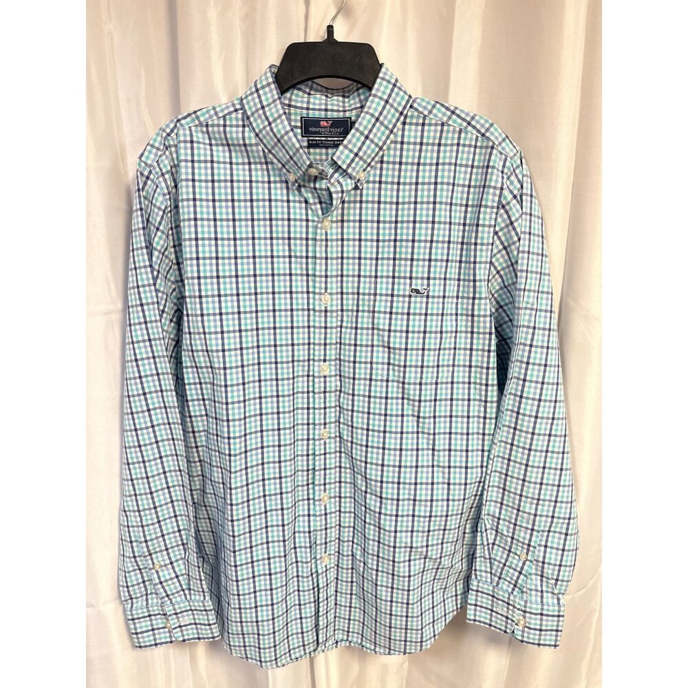 Vineyard Vines Mens L Slim Fit Tucker Plaid Button-Down Shirt 100% Cotton